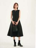 Load image into Gallery viewer, Classic Sleeveless Pocket Midi Dress in Black