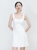 Load image into Gallery viewer, Tailored Stretch Tulip Dress in White