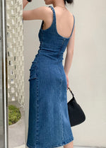 Load image into Gallery viewer, Denim Tank Sheath Dress in Blue