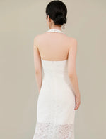 Load image into Gallery viewer, Keyhole Halter Lace Gown in White