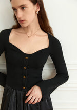 Load image into Gallery viewer, Sweetheart Knit Top in Black