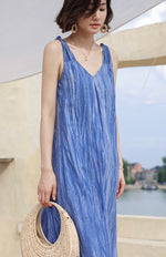 Load image into Gallery viewer, Textured Sleeveless Dress in Blue