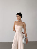 Load image into Gallery viewer, Bustier Stretch Maxi Jumpsuit in Cream- M