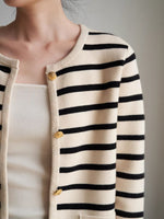 Load image into Gallery viewer, Wool Blend Striped Cardigan in Cream