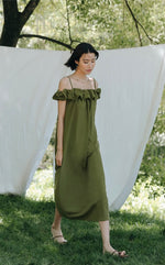 Load image into Gallery viewer, Crepe Ruffle Dress in Green