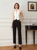 Load image into Gallery viewer, Tailored Collar Halter Vest in White