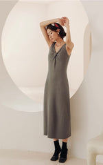 Load image into Gallery viewer, Light Knit Twist Sleeveless Dress in Grey