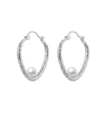 Load image into Gallery viewer, Textured Loop Pearl Earrings