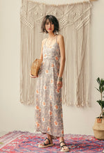 Load image into Gallery viewer, Floral Criss Cross Back Maxi Dress in Grey