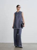 Load image into Gallery viewer, Chambray Pankou Top // Trousers Set in Blue