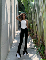 Load image into Gallery viewer, High Rise Split Hem Trumpet Jeans in Black