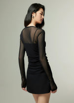 Load image into Gallery viewer, Sheer Long Sleeve Cami Top in Black