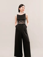 Load image into Gallery viewer, Lace Cutout Pocket Maxi Jumpsuit in Black