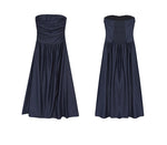 Load image into Gallery viewer, Chambray Bustier Maxi Dress in Navy