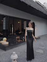 Load image into Gallery viewer, Cross Tie Back Maxi Dress in Black