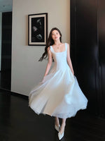 Load image into Gallery viewer, Tulle Flare Stretch Dress in White