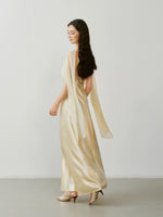 Load image into Gallery viewer, Multi-Way Sheer Drape Satin Gown in Yellow