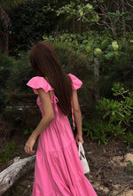 Load image into Gallery viewer, Flutter Sleeve Panel Pocket Maxi Dress in Pink