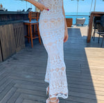 Load image into Gallery viewer, Lace Detail Cross Back Dress in White- M