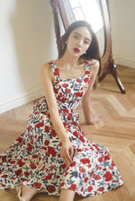 Load image into Gallery viewer, Square Neck Floral Flare Dress in Multi