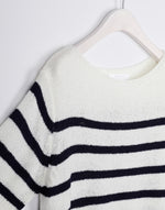 Load image into Gallery viewer, Korean Light Knit Striped Top in White/Black