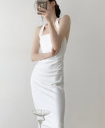 Load image into Gallery viewer, Halter Gather Sheath Dress in White