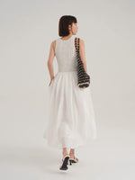 Load image into Gallery viewer, Knit Tank Crepe Dress in White