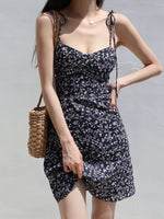 Load image into Gallery viewer, Admiral Floral Cami Tie Mini Dress in Navy