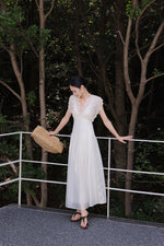Load image into Gallery viewer, Tencel Eyelet Empire Maxi Dress in Cream