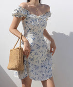 Load image into Gallery viewer, Procida Floral Blouson Mini Dress in White