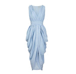 Load image into Gallery viewer, Gathered Drape Sleeveless Dress in Blue