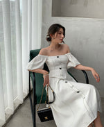 Load image into Gallery viewer, 2-Way Blouson Flare Dress in White