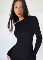 Load image into Gallery viewer, Toga Bodycon Knit Mini Dress in Black