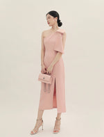 Load image into Gallery viewer, [Ready to Ship] Toga Bow Slit Midi Dress in Pink
