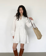 Load image into Gallery viewer, Tiered Tassel Long Sleeve Dress in White