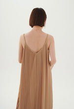 Load image into Gallery viewer, Pleated V Cami Maxi Dress in Cream