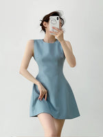 Load image into Gallery viewer, Tailored Mini Flare Dress in Blue