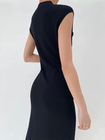 Load image into Gallery viewer, Light Knit Cheongsam Dress in Black
