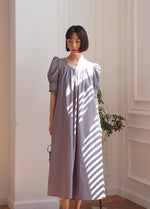 Load image into Gallery viewer, Puff Sleeve Pocket Tent Maxi Dress in Purple