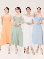 Load image into Gallery viewer, Off Shoulder Cami Gathered Pocket Dress in Orange