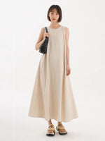 Load image into Gallery viewer, Button Back Tank Pocket Maxi Dress in Beige