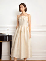 Load image into Gallery viewer, Textured Bustier A-Line Dress in Yellow