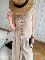 Load image into Gallery viewer, Linen Tuxedo Vest in Khaki