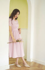 Load image into Gallery viewer, Vintage Scallop Edge Midi Dress in Pink