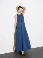 Load image into Gallery viewer, Denim Pocket Maxi Dress in Blue