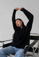 Load image into Gallery viewer, Oversized Collar Knitted Sweater in Black
