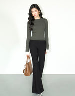 Load image into Gallery viewer, Trumpet Flare Stretch Trousers in Black