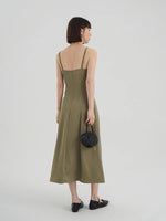 Load image into Gallery viewer, Tailored Cami Panel Dress in Green