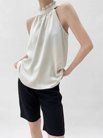 Load image into Gallery viewer, Ruffle High Neck Top in Beige