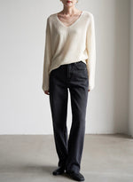 Load image into Gallery viewer, Relaxed Wool Ribbed Sweater in Cream